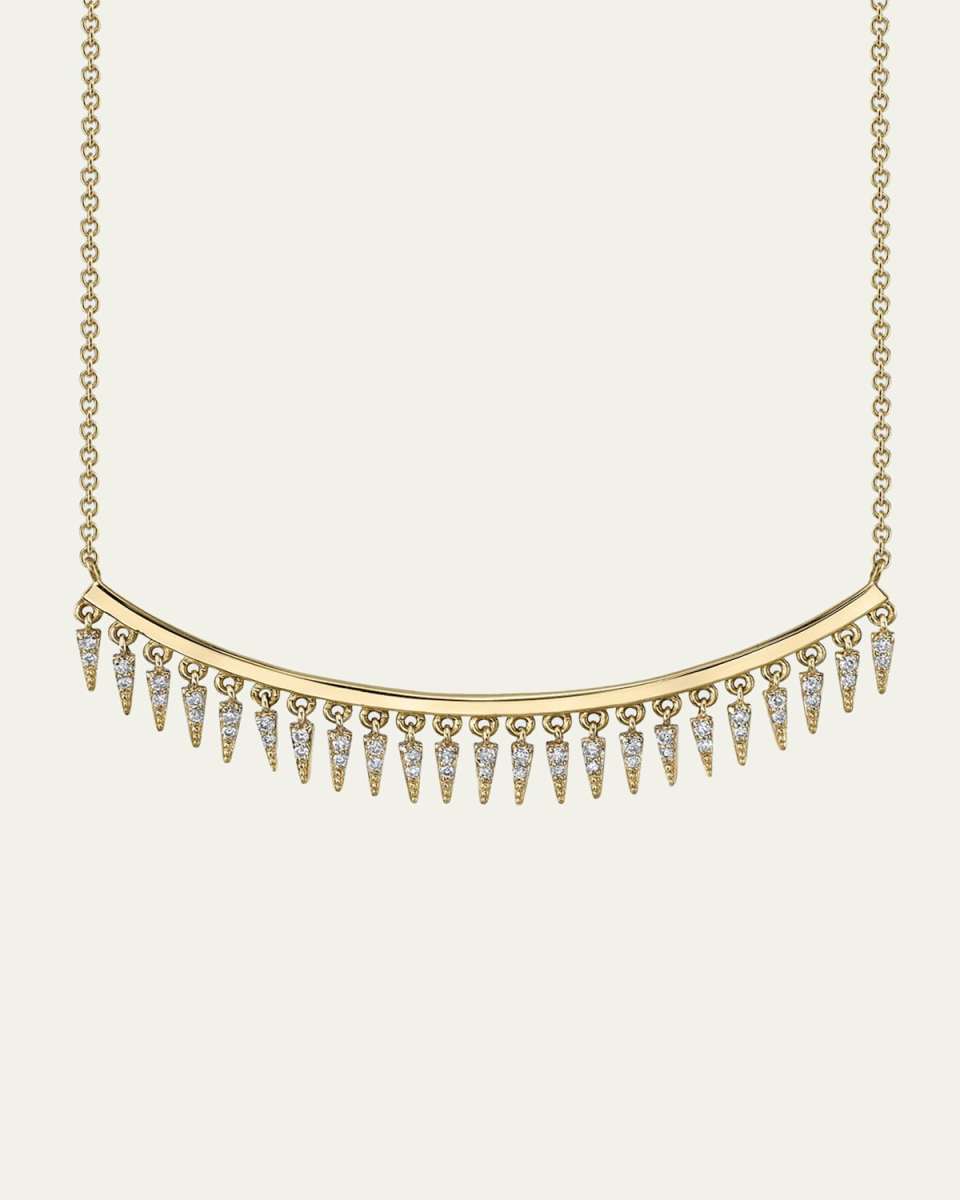 14k Diamond Fringe Drop Bar Necklace